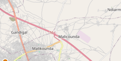 Carte de la commune de Malicounda, parcelle épinglée